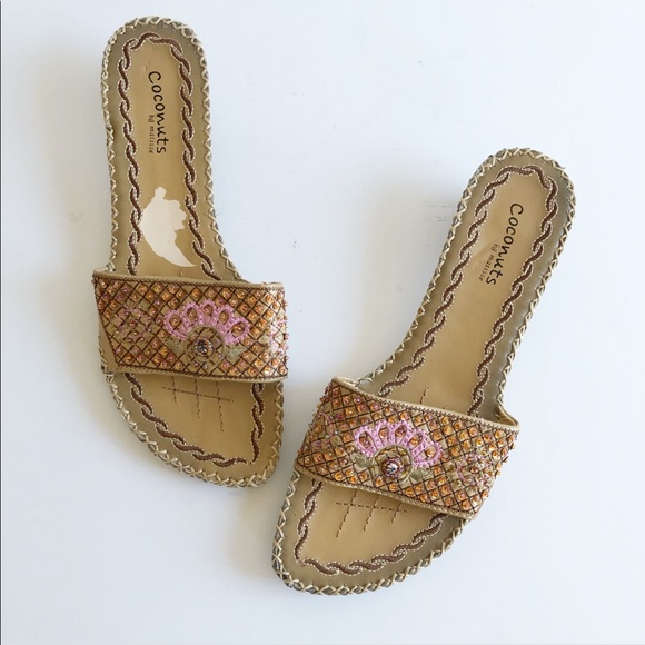 Coconut Matisse Halle embroidered beaded slides 9 - Picture 10 of 10